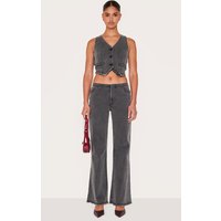 Washed Black Invisible Waistband Low Rise Straight Leg Jeans