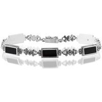 Art Deco Style Rectangle Black Onyx & Marcasite Bracelet