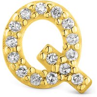 Brinco Único Letra Q em Ouro Amarelo 18k com Diamantes