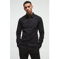 Camisa De Manga Larga Ajustada, Negro