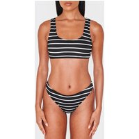 Black Striped Crinkle Tanga Bikini Bottoms