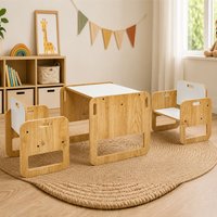 Sparrow Wooden Table with 2 Chairs in White and Natural