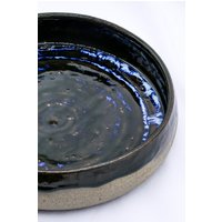 10 inch Midnight Cave Waters Handmade Smokey Grey Stoneware Large Ceramic Plate
