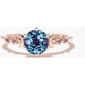 Round Color-change Alexandrite Engagment Ring Amethyst Moon Celestial Ring
