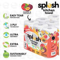 Splesh Eco-Friendly XL Kitchen Towels - 3-Ply, Ultra Absorbent, Scented, 18-Roll Pack | Wowcher