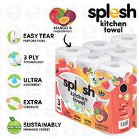 Splesh Eco-Friendly XL Kitchen Towels - 3-Ply, Ultra Absorbent, Scented, 18-Roll Pack | Wowcher