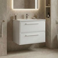 Nuvola Wooden Vanity Unit & Basin with 2 Drawers in White