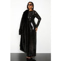 Vestido Plus Maxi De Lentejuelas Con Atadura En La Espalda, Negro