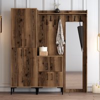 Bergen Wooden Hallway Furniture with Mirror in Walnut
