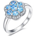 Daisy Trendy Fine 1.0ct 100% Authentic Natural Blue Topaz 925 Silver Flower Ring