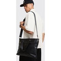 Man Debossed Wallet And Carry Bag Set, Negro