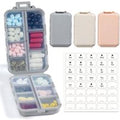 3-Pack Travel Pill Organizer with Daily Medication Holder, Khaki Pink Grey, Vitamin Storage Case