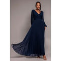 Balloon Sleeve Chiffon Maxi Dress - Navy Blue by Goddiva