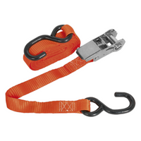 Sealey Ratchet Tie Down 25mm x 4.5m Polyester Webbing with S-Hook 800kg Breaking Strength