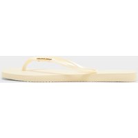 Havaianas Slim Square Logo Metallic Flip Flops Women's, crème