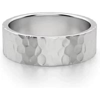 Alianza Martillada Flat 6 MM Oro Blanco 585 (14K)