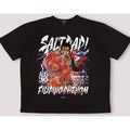 Black Oversized Salt Papi Misfits License Printed T-Shirt, Negro