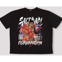 Black Oversized Salt Papi Misfits License Printed T-Shirt, Negro