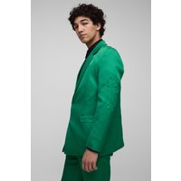 Straight Fit Cross Applique Suit Blazer, Verde