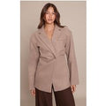 Brown Wool Look Cinched Blazer