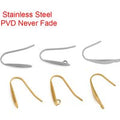 10pcs Never Fade Stainless Steel Earring Hooks Wire Making PVD Hypoallergenic Earrings Clasps Supplies For Diy Jewelry Findings