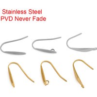10pcs Never Fade Stainless Steel Earring Hooks Wire Making PVD Hypoallergenic Earrings Clasps Supplies For Diy Jewelry Findings