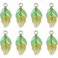 Alloy Enamel Pendants, Leaf, Platinum, Colorful, 21.5x10x2mm, Hole: 2mm, 2pcs/Set