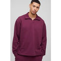 Felpa da Rugby oversize stile polo con colletto e rever, Rosso