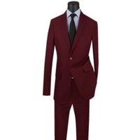 SMB Couture Men's 2-Piece Executive Suit: Solid Burgundy