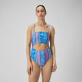 Maillot de bain ajouré à imprimé pour Femmes Bleu De Sèvres/Magenta Brume