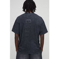 Black Oversized Limited Edition Text Washed Printed T-Shirt, Negro
