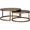 Black Herringbone Brass Coffee Table Set Of 2