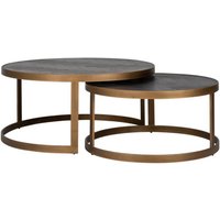 Black Herringbone Brass Coffee Table Set Of 2
