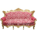 Casa Padrino Barock 3er Sofa Master Bordeaux Muster / Gold - Wohnzimmer Couch MÃ¶bel Lounge
