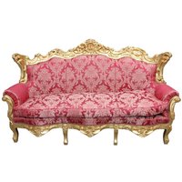 Casa Padrino Barock 3er Sofa Master Bordeaux Muster / Gold - Wohnzimmer Couch MÃ¶bel Lounge