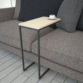 Callen White Oak Wooden Top Side Table with Metal Frame
