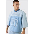 Camiseta Oversize Vaquera Con Bordado De Fútbol, Azul