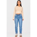 Femme Petite - Jean délavé coupe mom Bleu moyen délavé | Taille 34