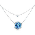 3.5ct Swiss Blue Topaz Birthstone Sterling Silver Double Layer Necklace
