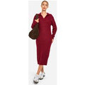 Vestido Maxi De Punto Suave Y Canalé Grueso Con Detalle En El Cuello, Rojo