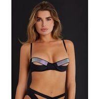 Carioca con ferretto in microfibra lucida con fascia in strass Privé - Night Queen / NERO / 3