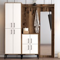 Bergen Wooden Hallway Furniture with Mirror in Walnut and White