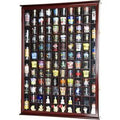 Cherry Wood 108-Shot Glass Display Case with UV Protection and Lockable Door