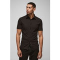 Camisa De Manga Corta Y Tela Jersey Ajustada Al Músculo, Negro
