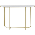 44 Inch Modern Curved Entry Table - White Faux Marble/Gold