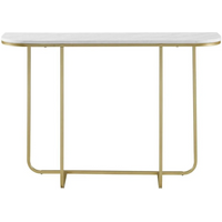 44 Inch Modern Curved Entry Table - White Faux Marble/Gold