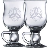 Galway Crystal Trinity Knot Shamrock Latte Mugs Pair