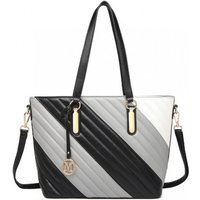 Black Twill Miss Lulu Vegan Leather Tote Bag - Large Crossbody Purse with Adjustable Strap & Multiple Compartments | Wowcher