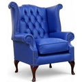 SPECIAL OFFER Chesterfield Queen Anne High Back Wing Armchair Vita Marine Blue Leather