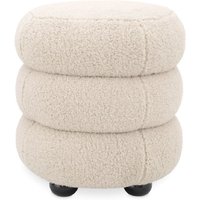 Casa Padrino Luxus Hocker Creme / Schwarz Ã 43 x H. 49,5 cm - Runder Wohnzimmer Sitzhocker - Gepolsterter Rundhocker - Wohnzimmer MÃ¶bel - Luxus MÃ¶bel - Luxus Einrichtung - MÃ¶bel Luxus